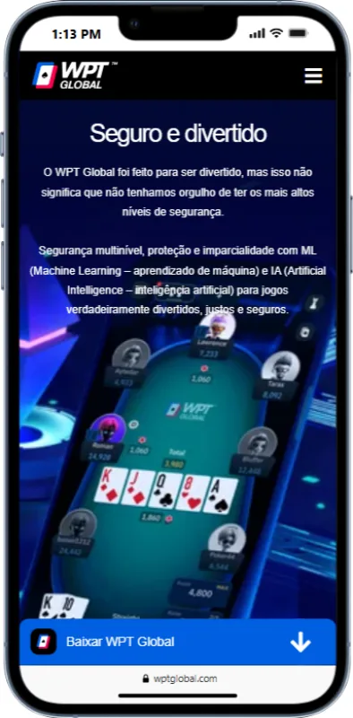 Jogando no App WPT Global Começando a jogar no app da WPT Global