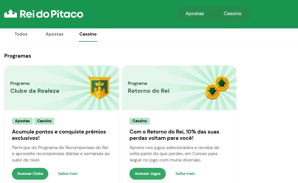 Rei do Pitaco Ofertas Rei do Pitaco Cassino