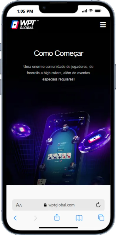 Visão geral WPT Global App WPT Global app