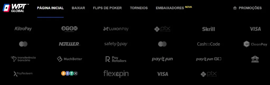 WPT Global Pix WPT Global Métodos Pagamento