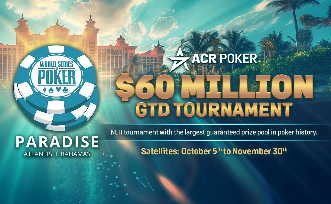 Satélites do ACR Poker têm pacotes da WSOP Paradise partindo de freerolls; confira