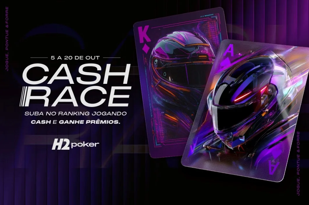 Cash Race do H2poker vai distribuir R$ 21 mil em prêmios em outubro
