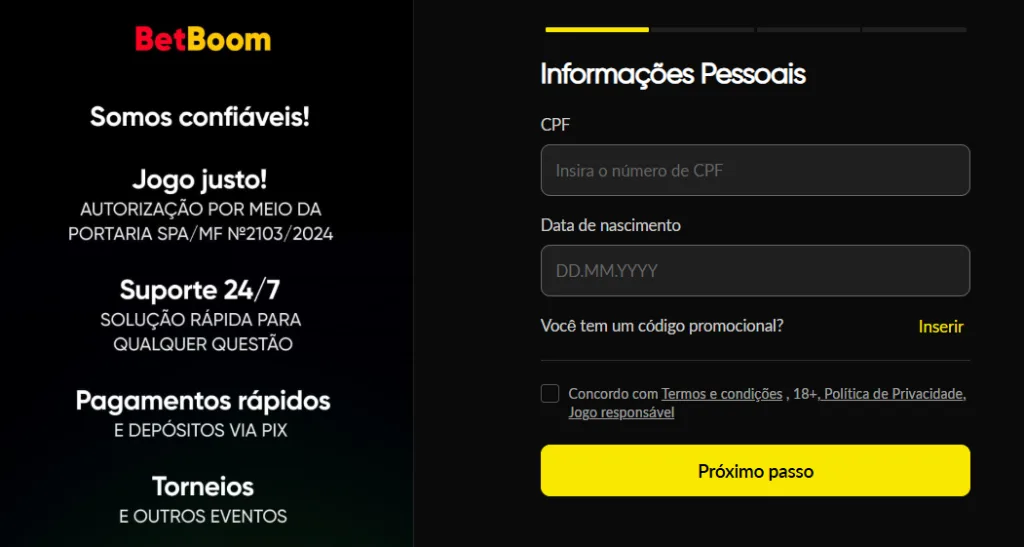 Como se cadastrar na BetBoom
