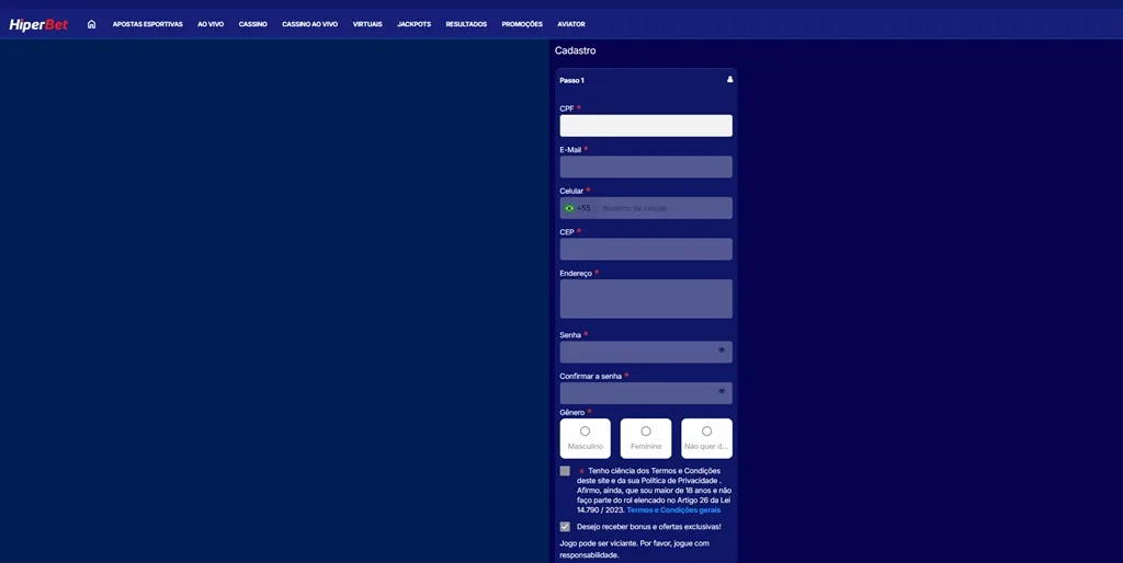 HiperBet Cadastrar