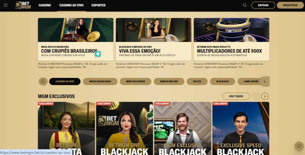 betmgm casino ao vivo