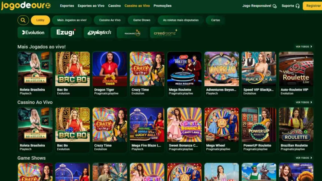 jogo de ouro cassino ao vivo