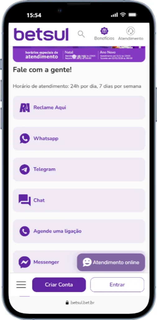 Como entrar em contato com o atendimento ao cliente na Betsul pelo celular