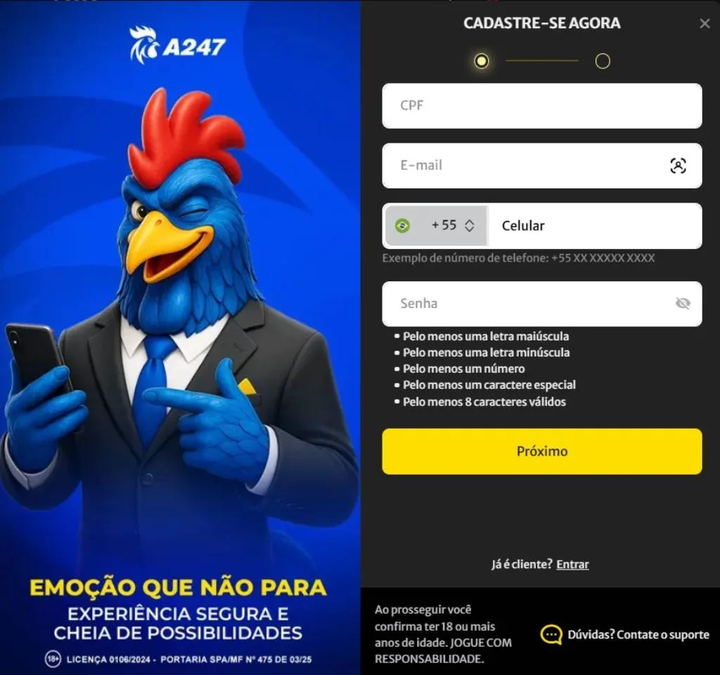 Crie Sua Conta Na A247 A247 Cadastro