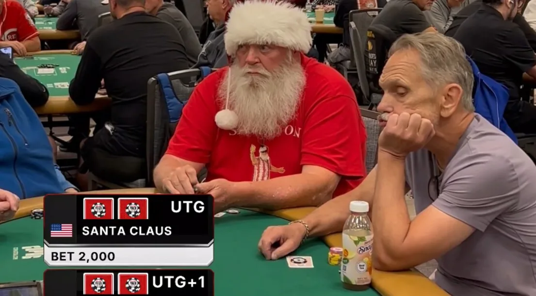 Espírito natalino no Super Seniors da WSOP; confira a jogada do Papai Noel